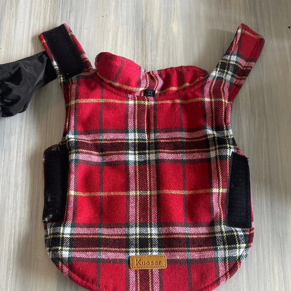 NWOT Red Plaid Small Dog Plaid Coat Lined and padded